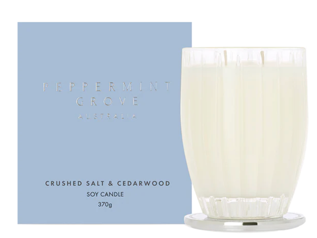 Peppermint Grove Crushed Salt & Cedarwood Soy Candle 370gms