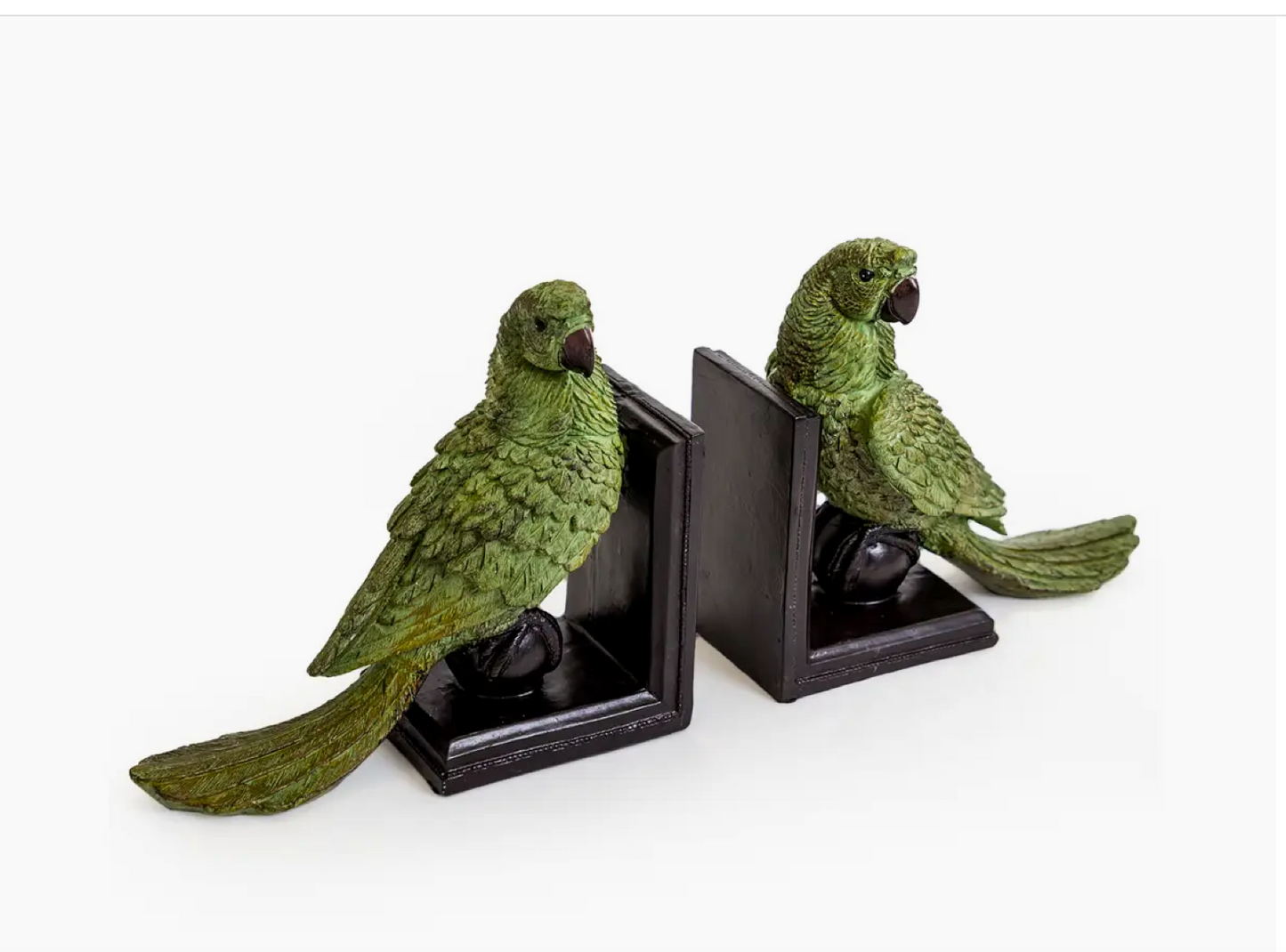 Pair of Green Parrot On Ball Bookends