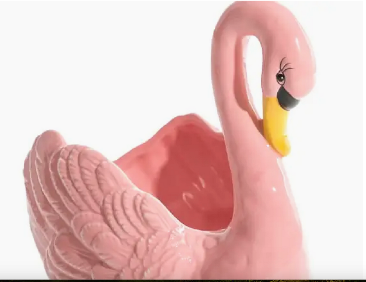 Pink Swan Ceramic Planter / Storage Bowl