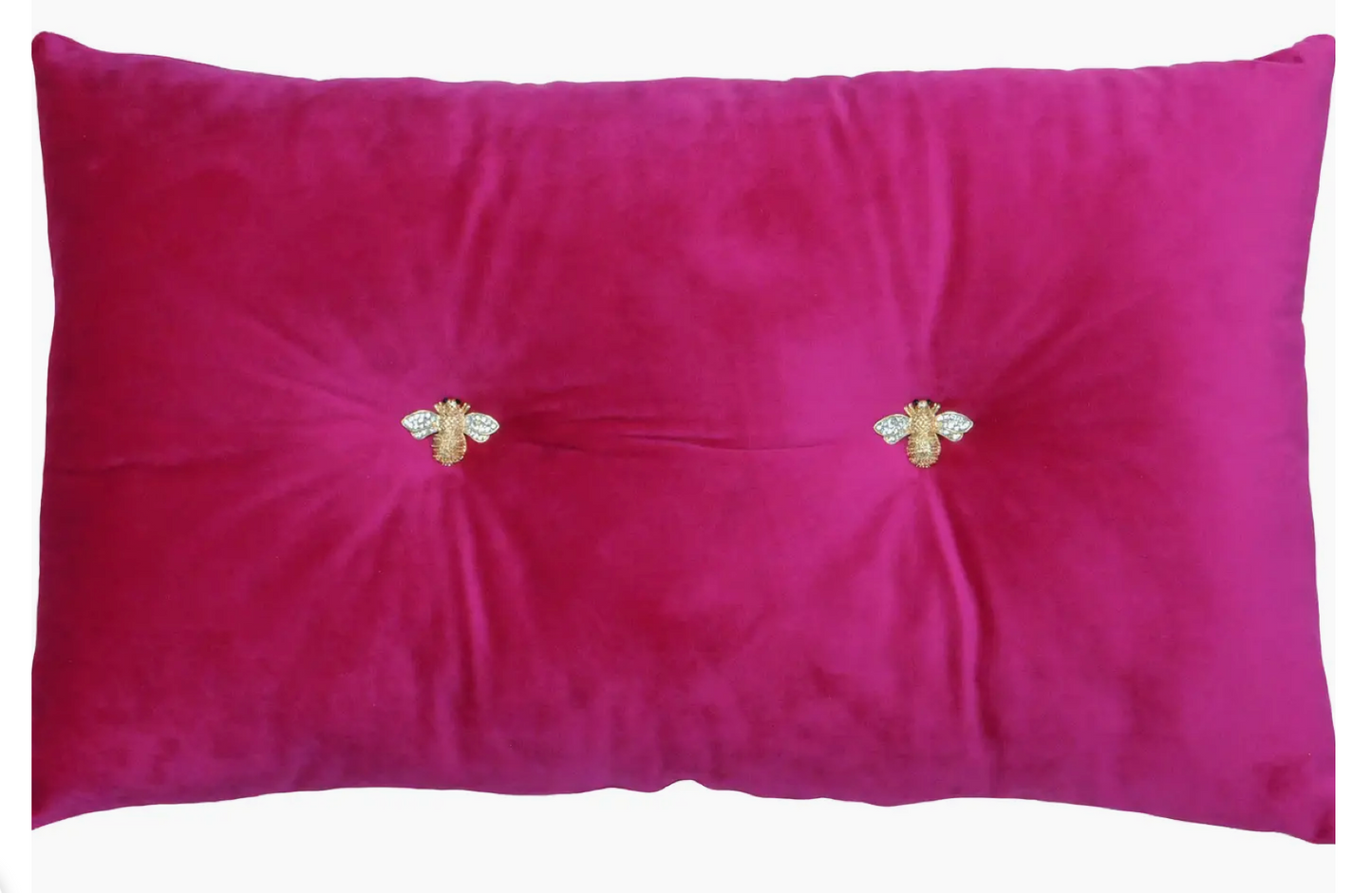 Bumble Bee Velvet Cushion Fuchsia
