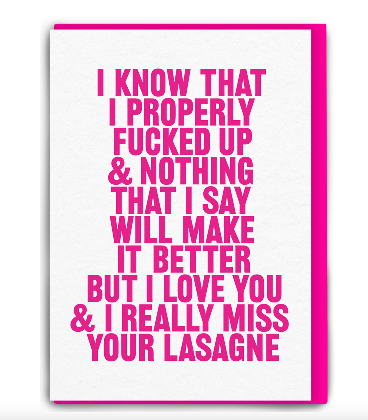 Rude Miss Your Lasagne Sorry Card