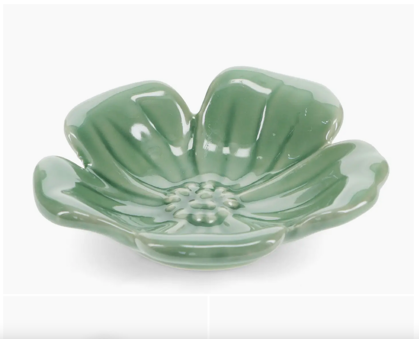 Ceramic Flower Dish 11cm - Green