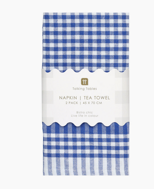 Blue & White Fabric Gingham Napkins/Tea Towels