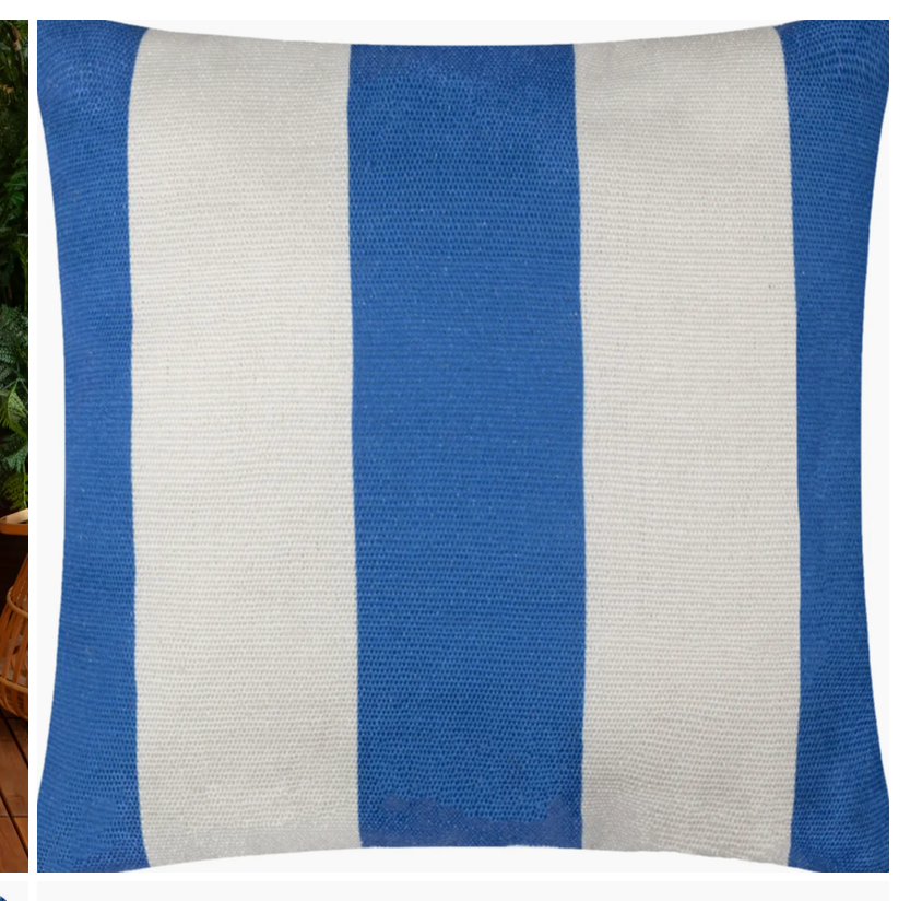 Deck Stripe Woven Outdoor Cushion White/Blue