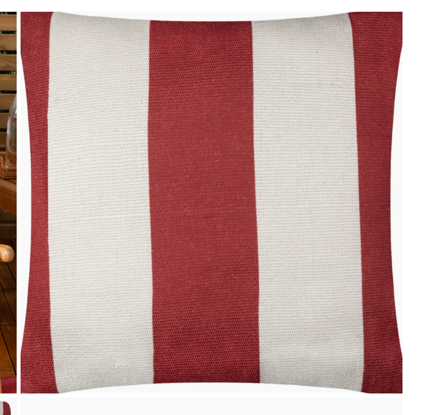 Deck Stripe Woven Outdoor Cushion White/Red