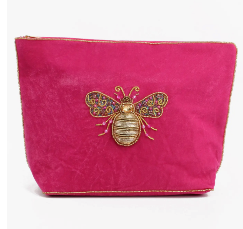 Gold and Pink Bee Large Pouch