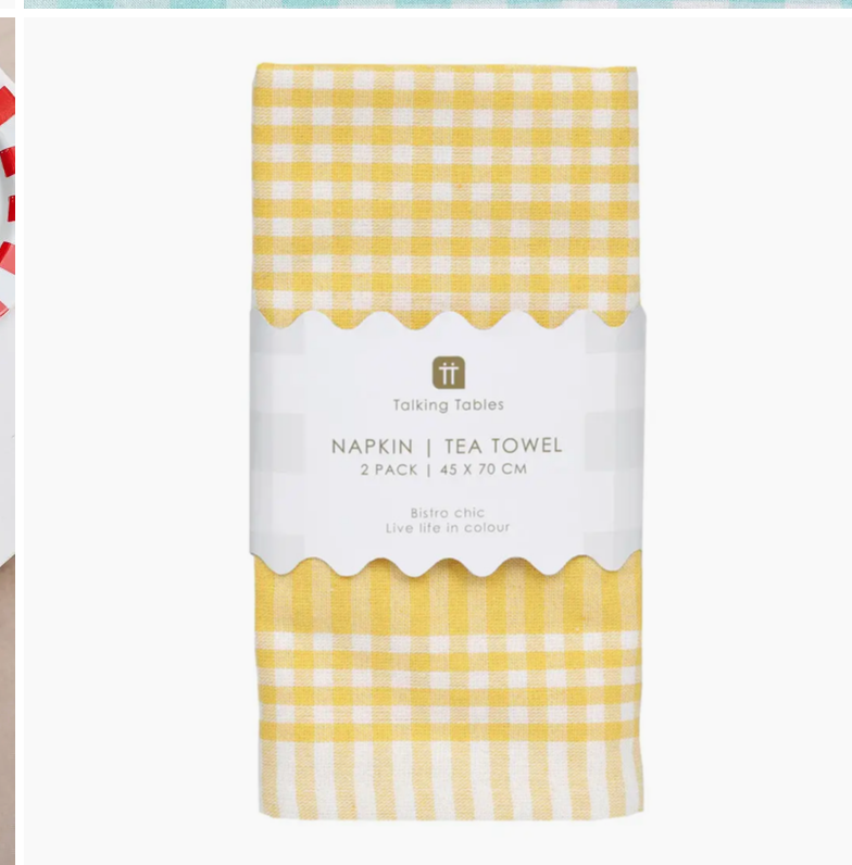 Yellow & White Fabric Gingham Napkins/Tea Towels