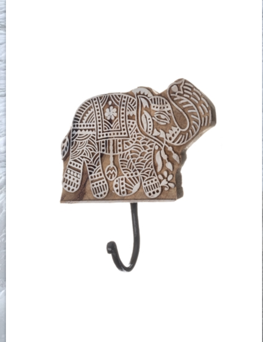 Elephant Block Print Hook
