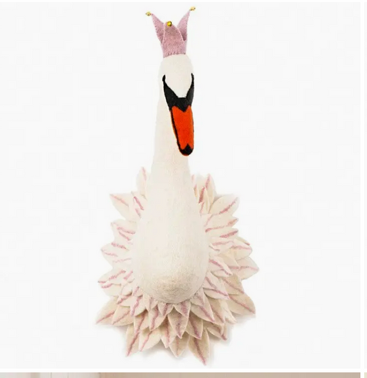 Swan Head Odette Hand-Felted Wall Accent
