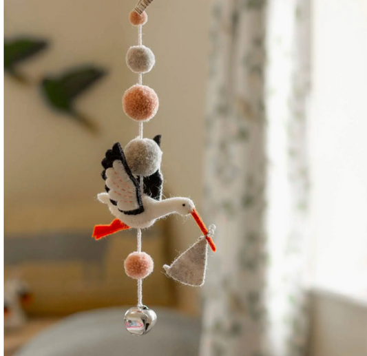 Eli Stork Pom Pom Pink Mobile