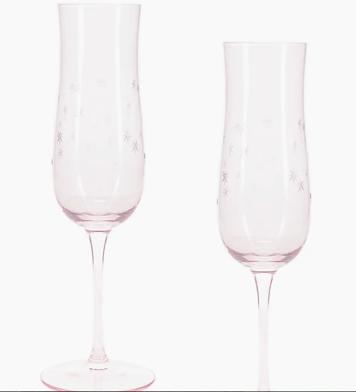 Etched Star Champagne Glasses - Pink