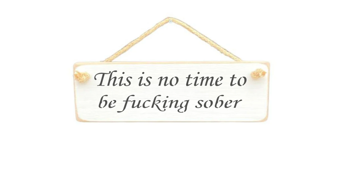 This is no time to be fucking sober Wooden Hanging Wall Art sign