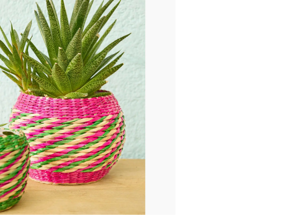 Pink Stripe Seagrass Planter Large