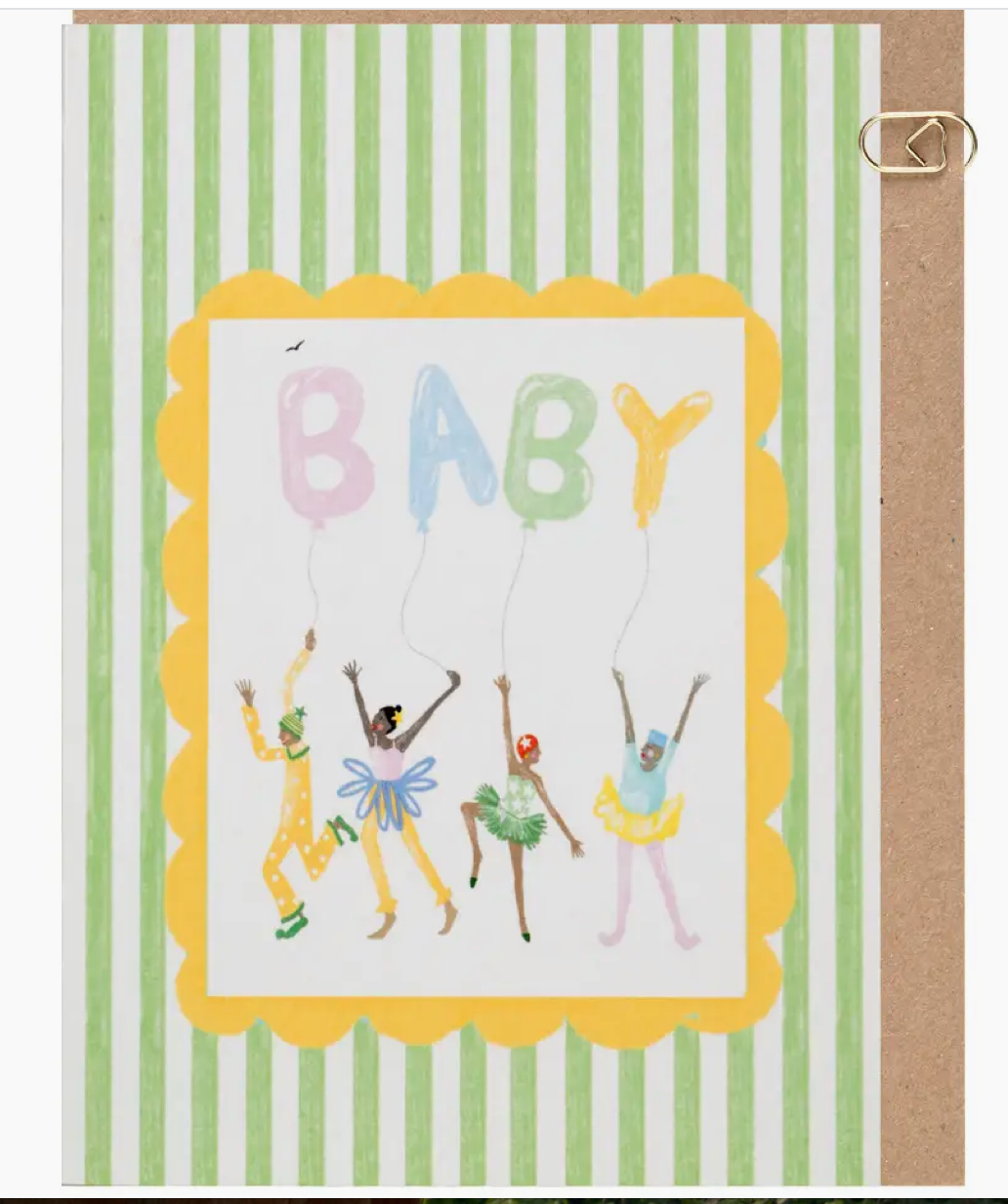 Green Candy Stripe Baby Card