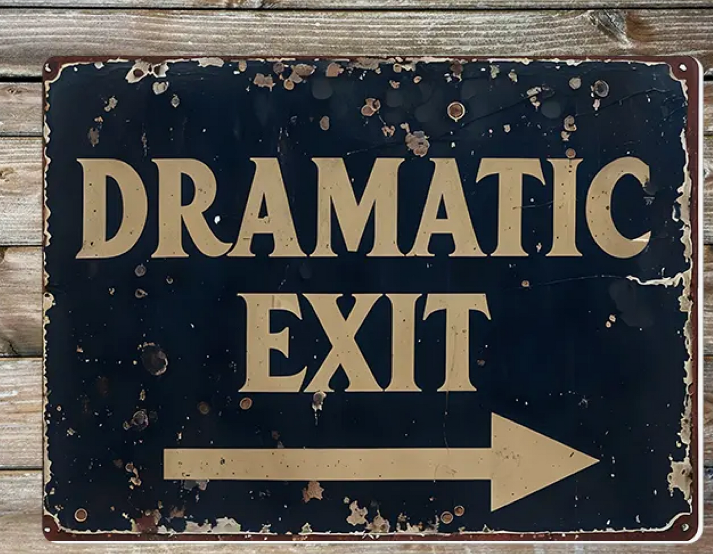 Vintage Style Dramatic Exit Arrow Rust Metal Sign Plaque