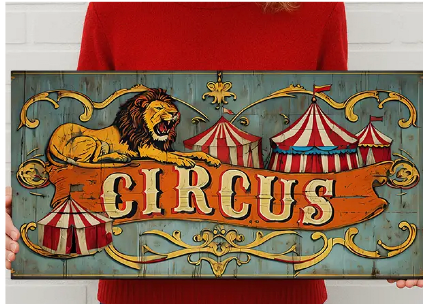 Circus Metal Sign – Vintage Lion & Big Top Carnival Wall Art