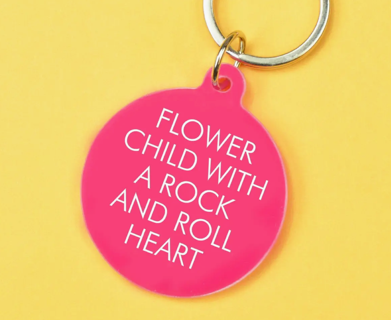 Flower Child with A Rock and Roll Heart Keytag