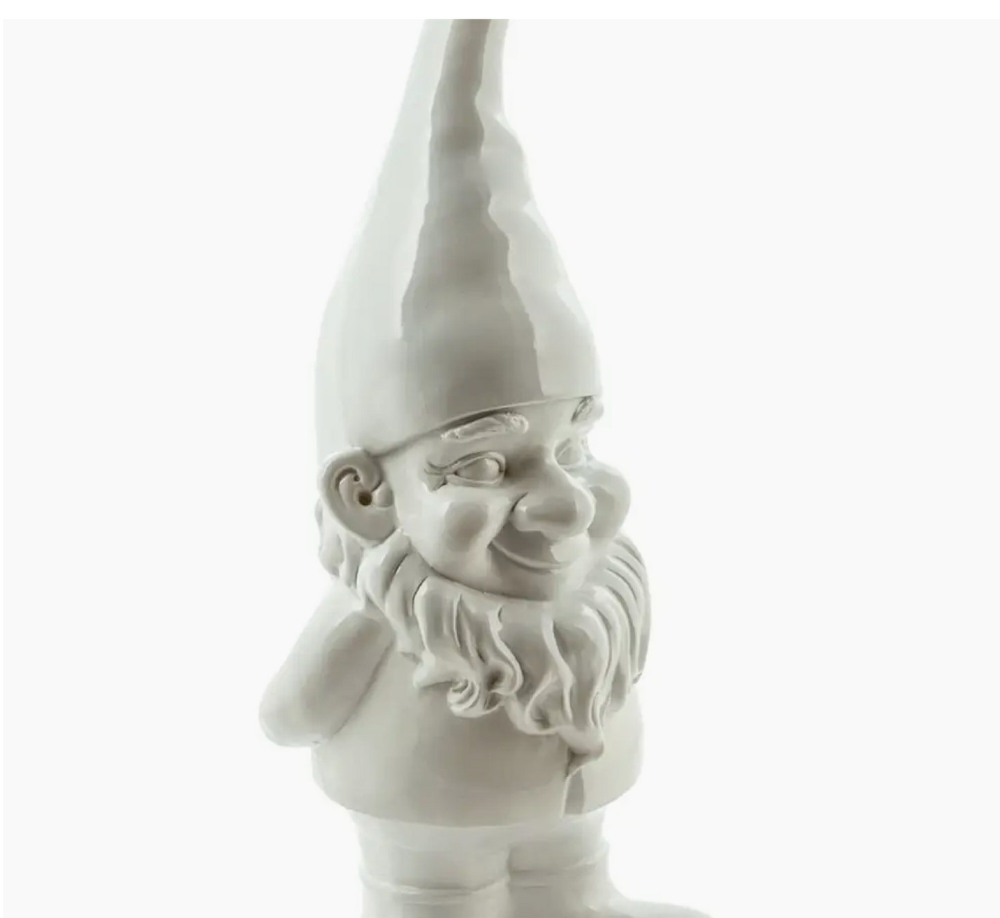 Large Bright White Standing Gnome Figure