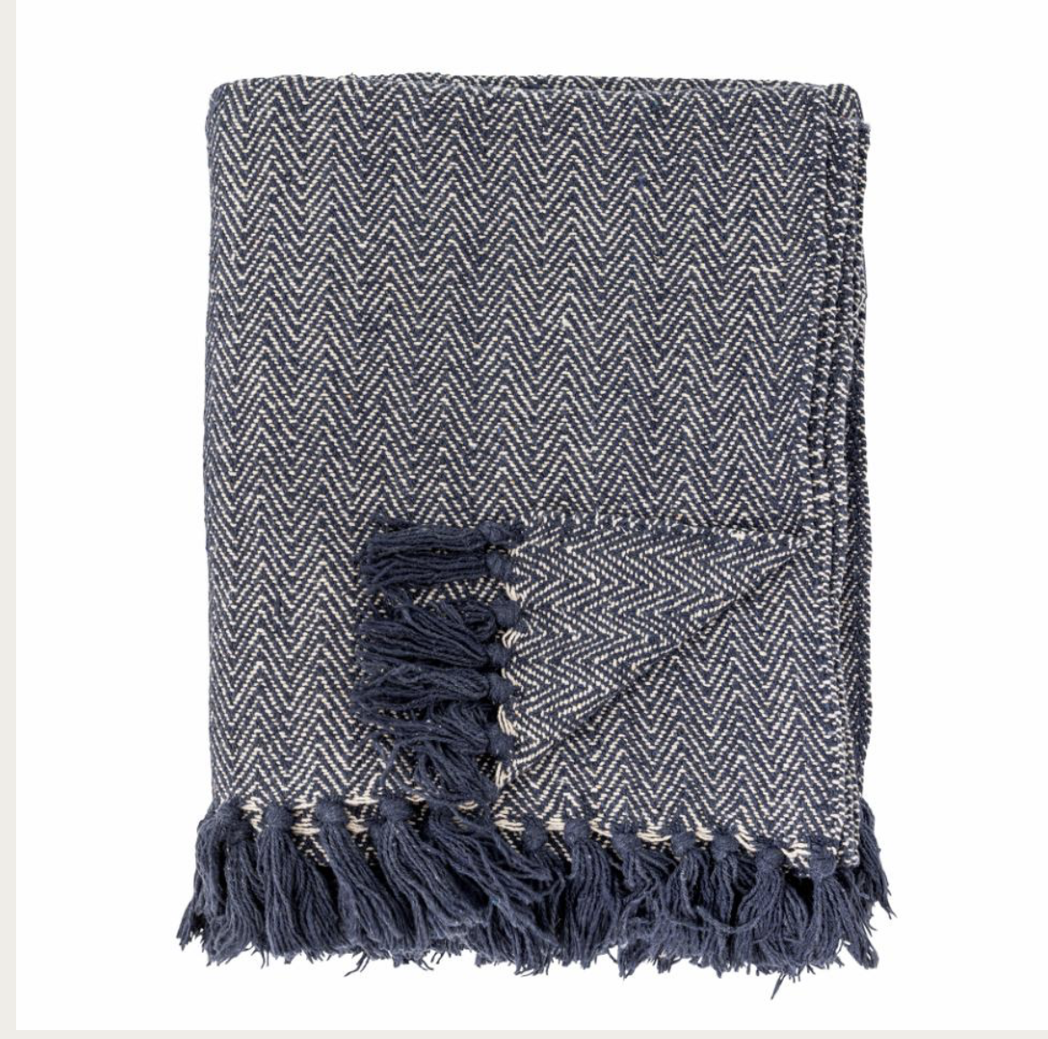 Herringbone Throw, Blue, Recycled Cotton
