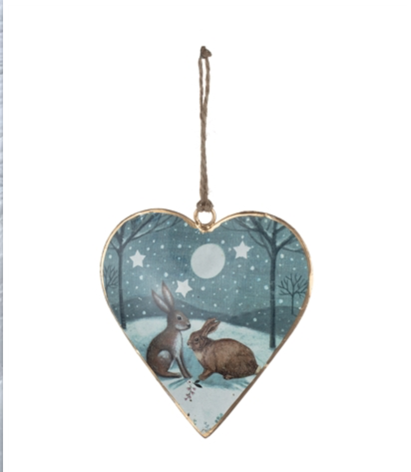 Heart Rabbits with Moon