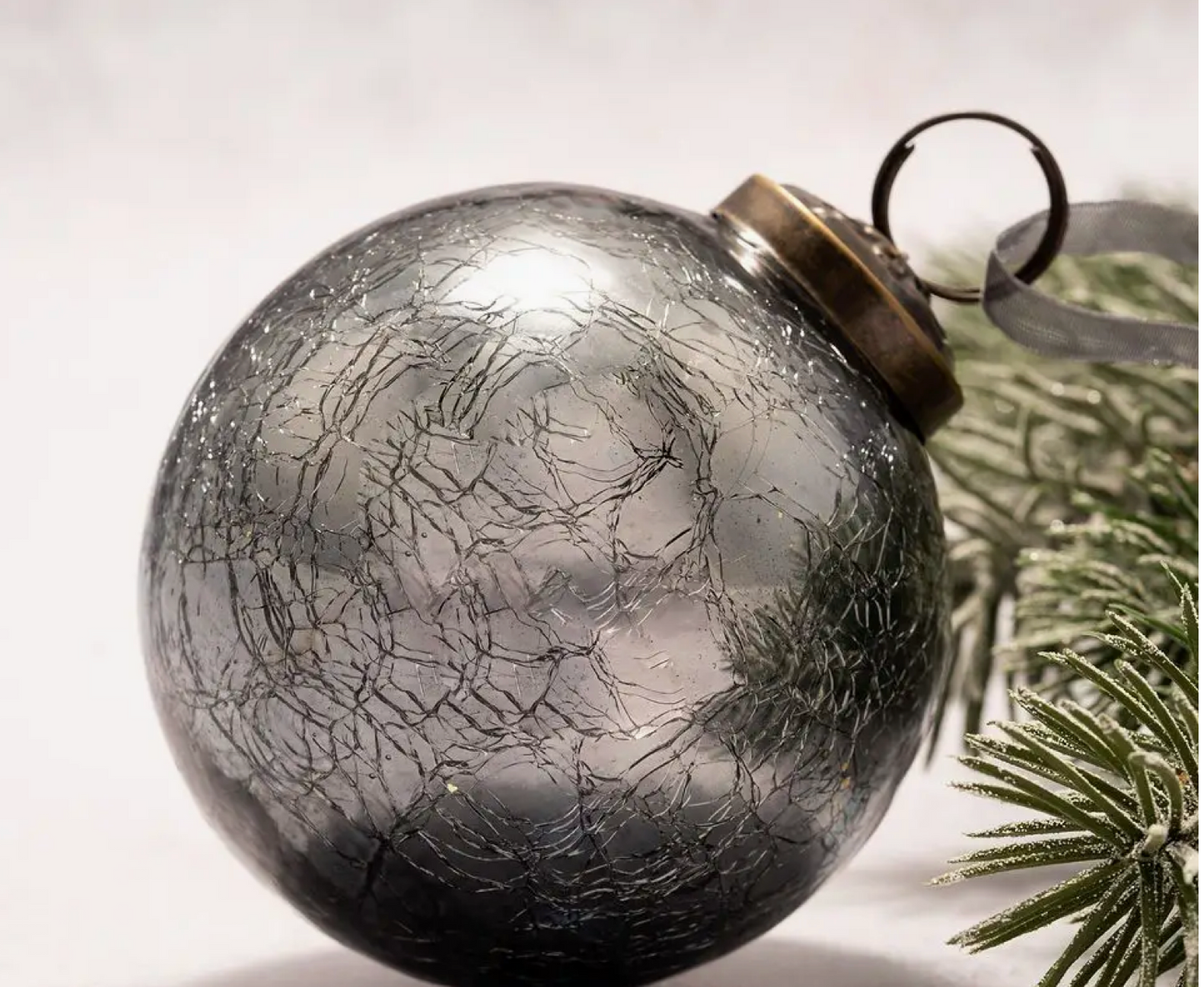 3" Large Slate Crackle Glass Ball