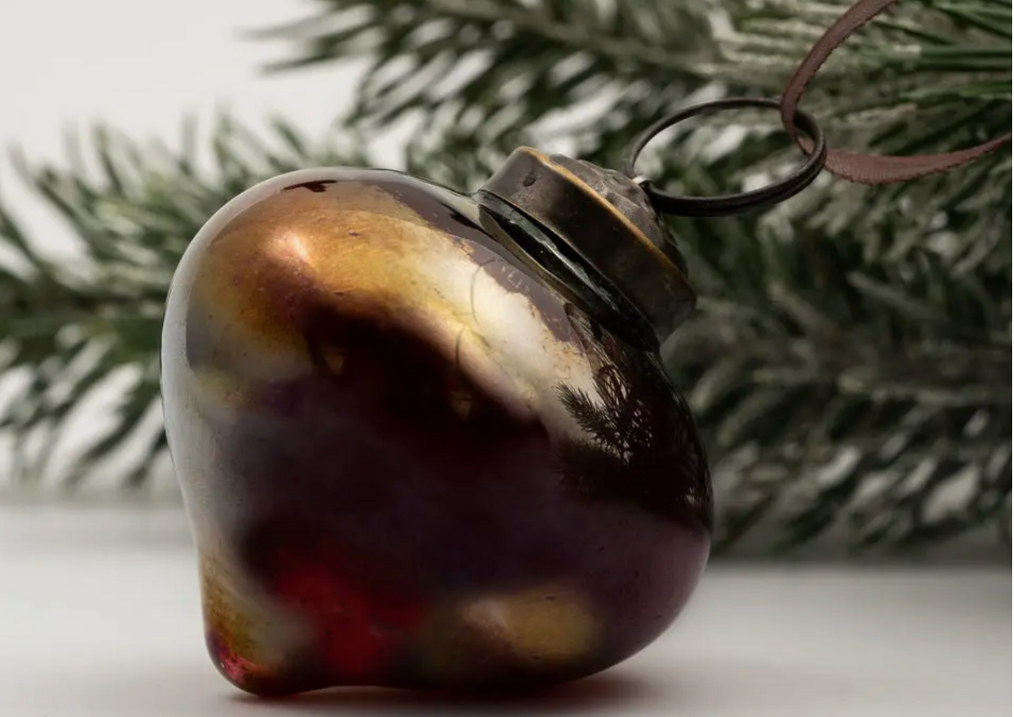 3" Large Wine Luster Glass Lantern Ornament