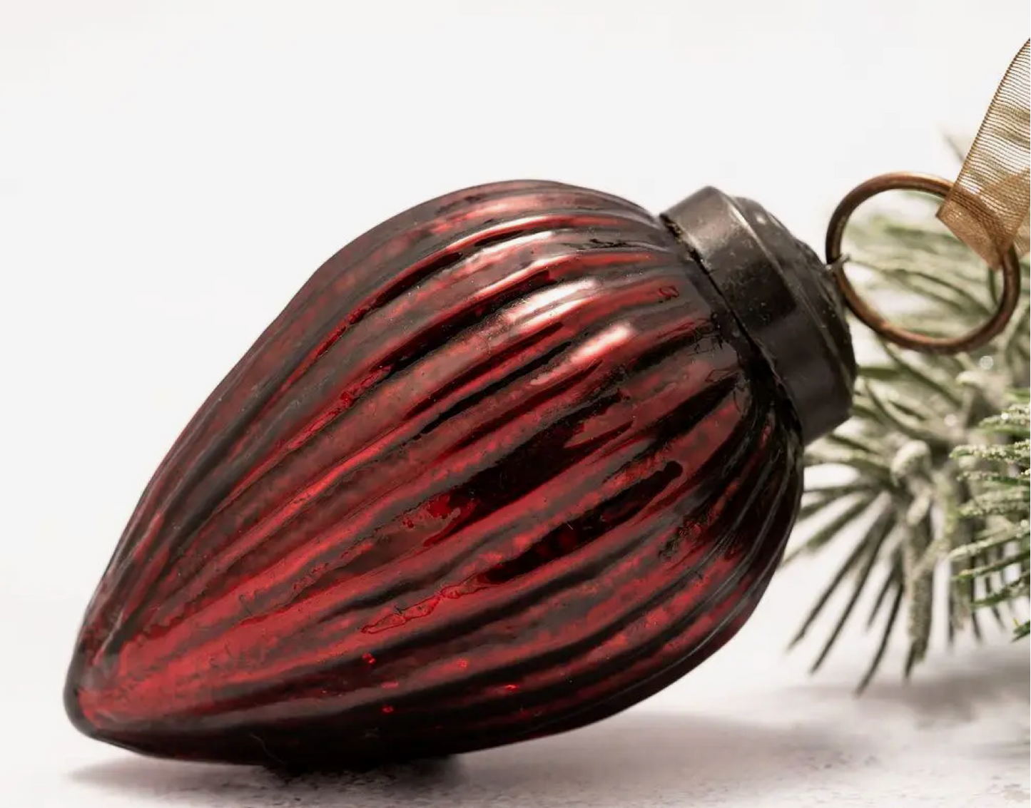 3" Large Wine Ribbed Glass Pinecone