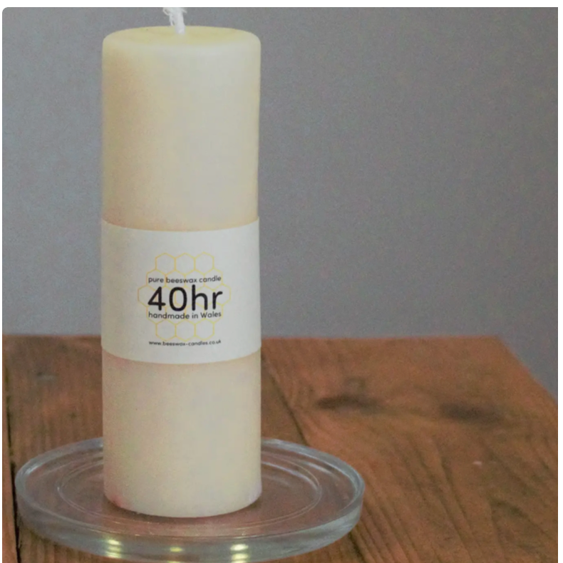 Pure Beeswax Pillar Candle 40Hrs