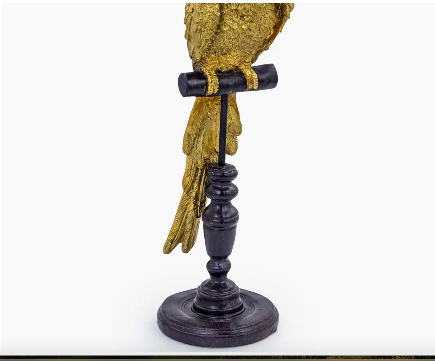 Gold Parrot On Perch Figure