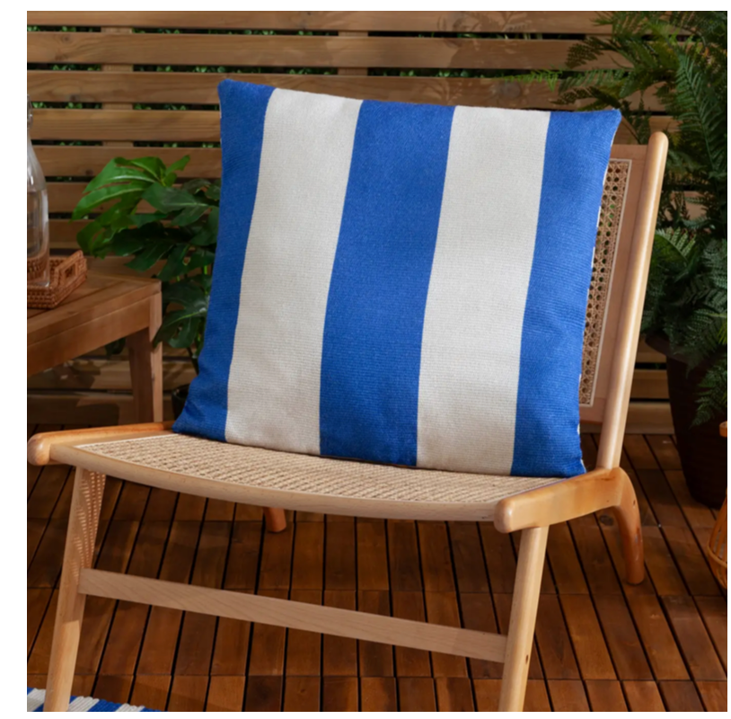 Deck Stripe Woven Outdoor Cushion White/Blue