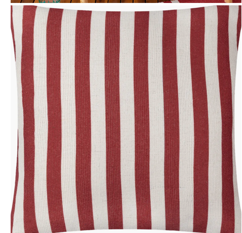 Deck Stripe Woven Outdoor Cushion White/Red
