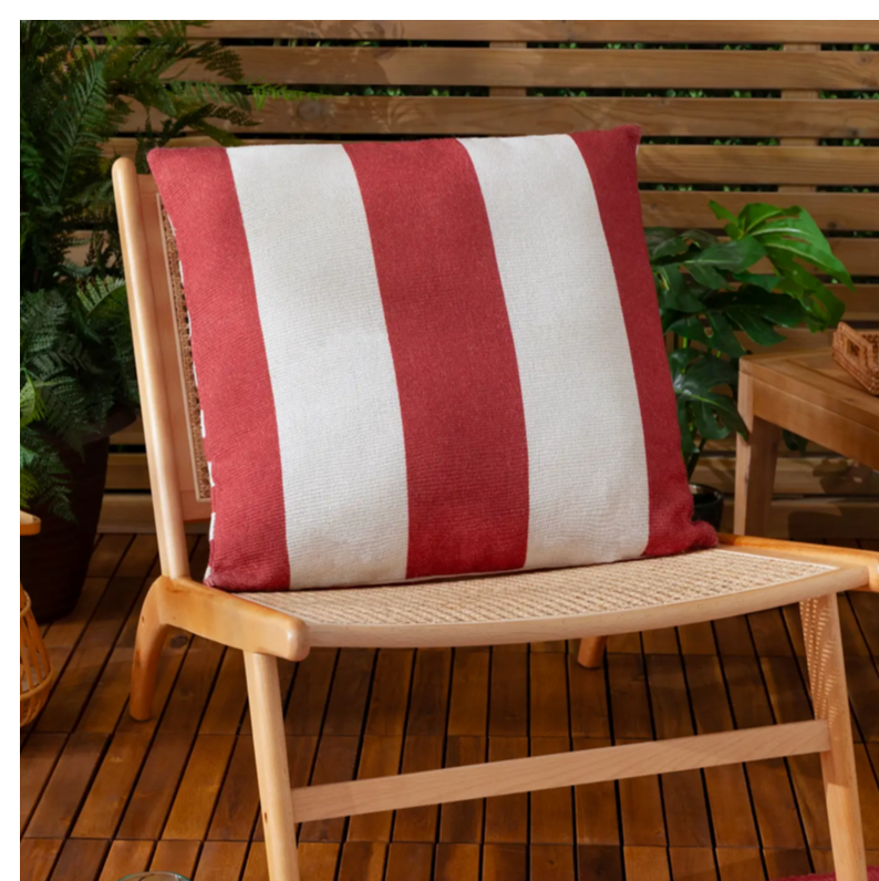 Deck Stripe Woven Outdoor Cushion White/Red