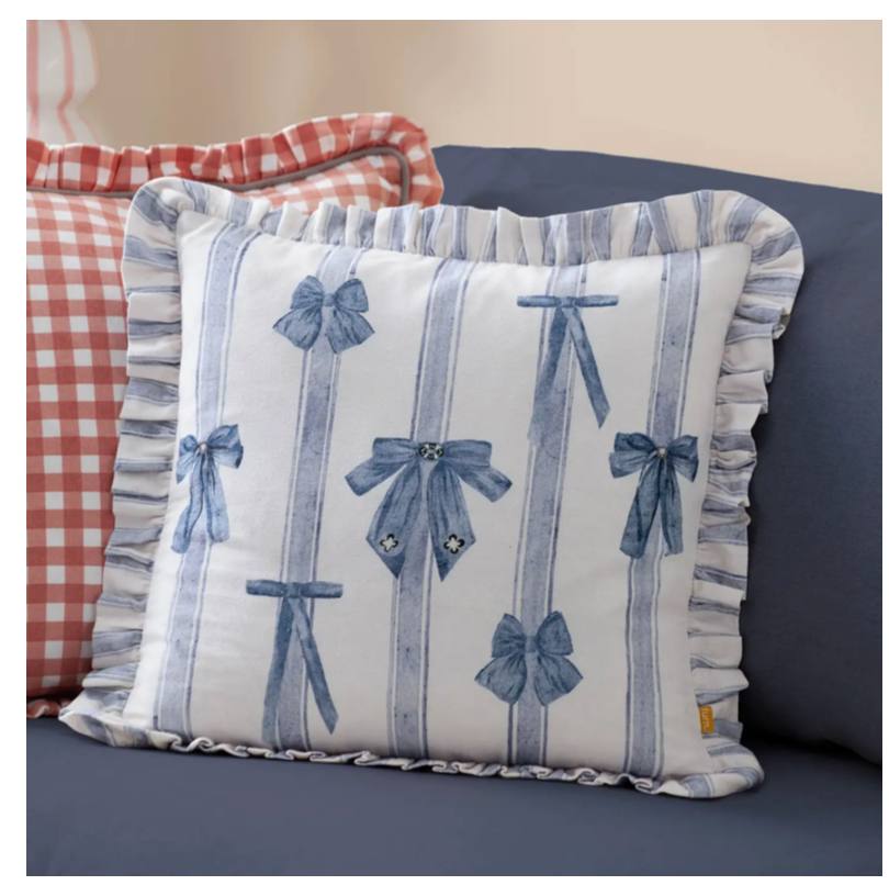 Noortje Ruffle Bows Printed Cushion Multicolour