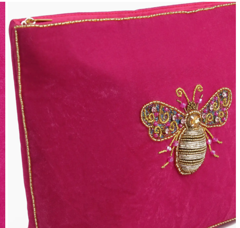 Gold and Pink Bee Large Pouch