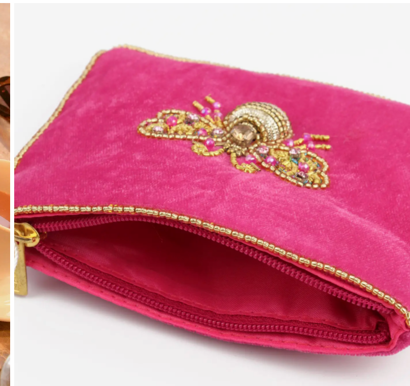 Gold and Pink Bee Small Pouch
