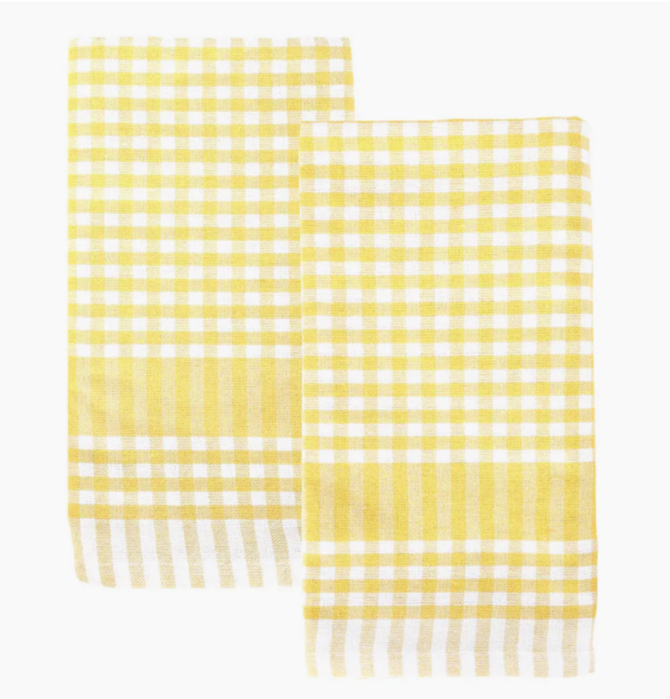Yellow & White Fabric Gingham Napkins/Tea Towels
