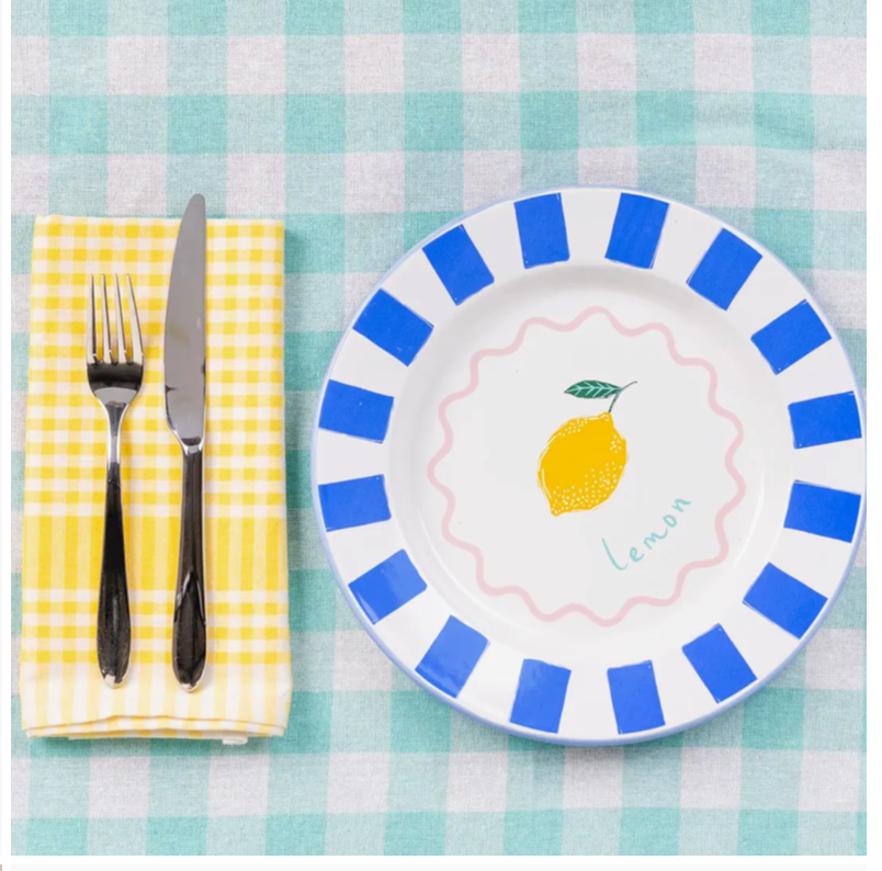 Yellow & White Fabric Gingham Napkins/Tea Towels