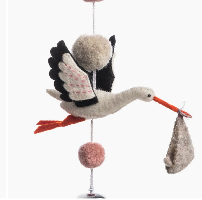 Eli Stork Pom Pom Pink Mobile