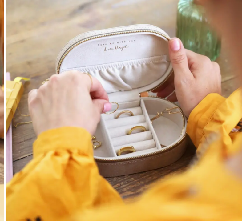 Embroidered Flowers Oval Velvet Jewellery Box