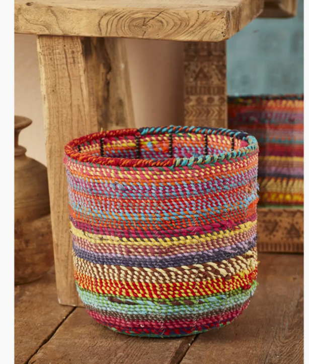 Recycled Fabric Covered Metal Tall Basket