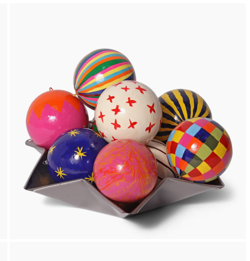 Wide Stripe Papier-Mâché Bauble 7cm, Multi