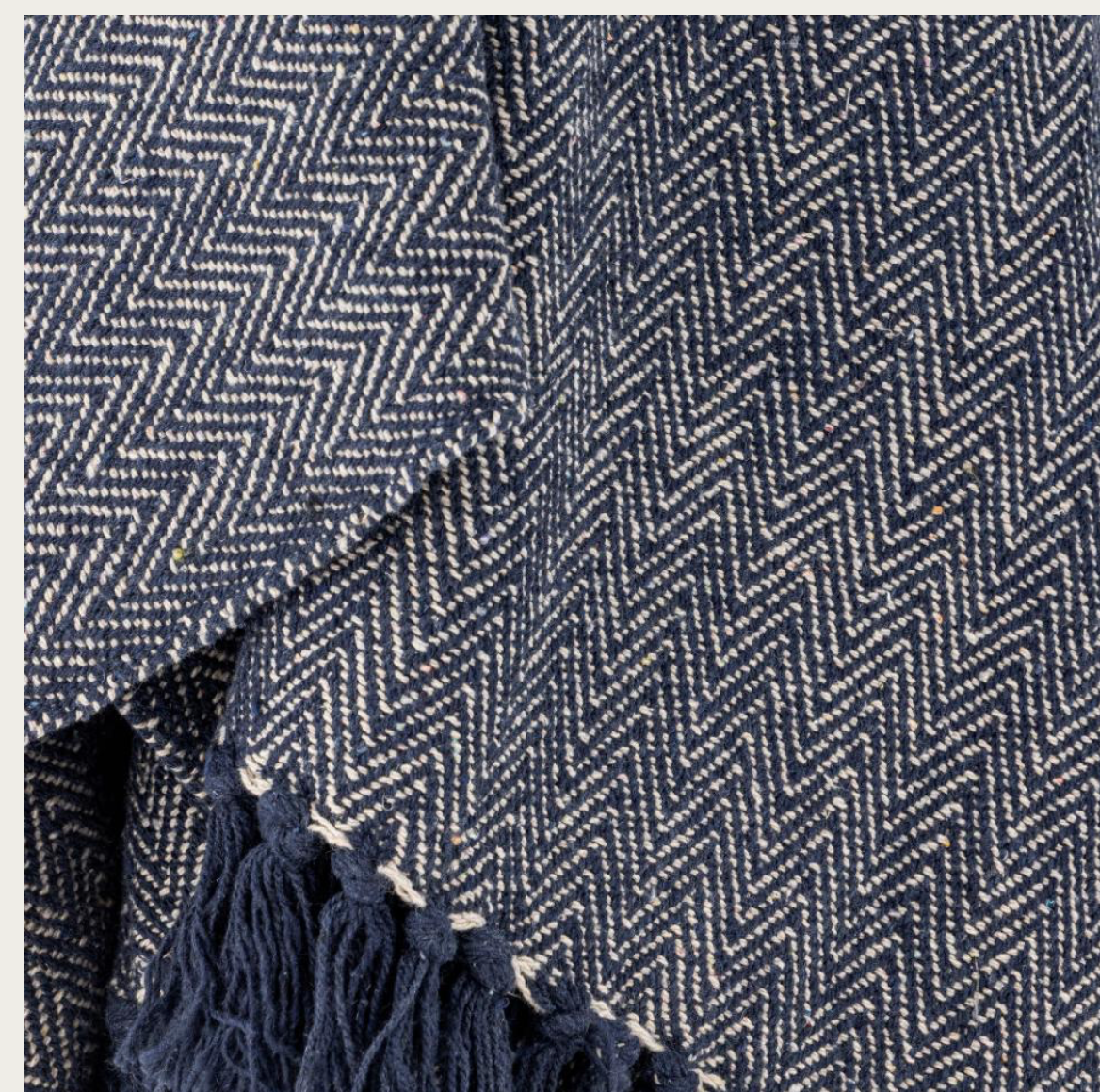 Herringbone Throw, Blue, Recycled Cotton