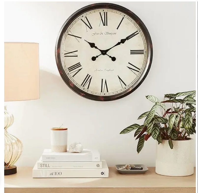 grand Central' Large 49cm Wall Clock in Brown & Beige