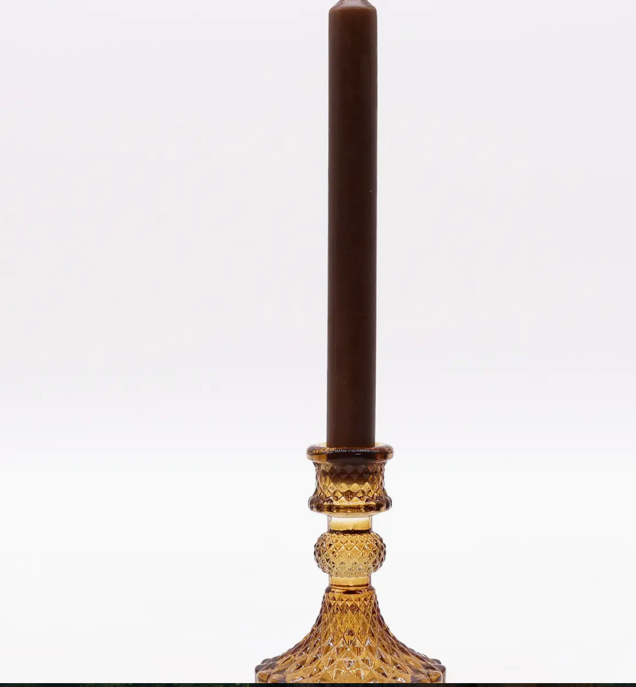 Vintage Candle Holder - Antique Amber