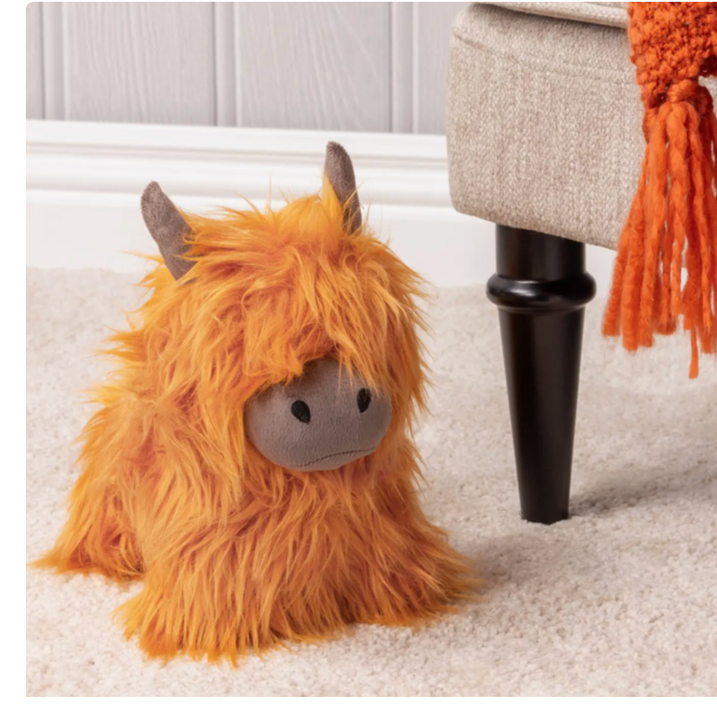 Highland Cow Shaggy Door Stop Orange