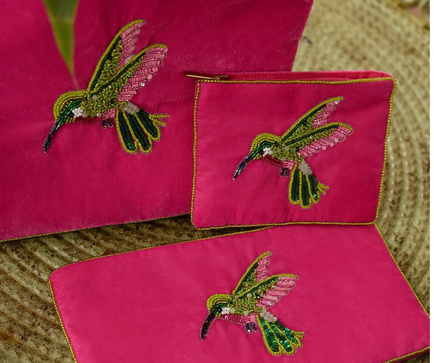 Pink Hummingbird Multi Use Pouch