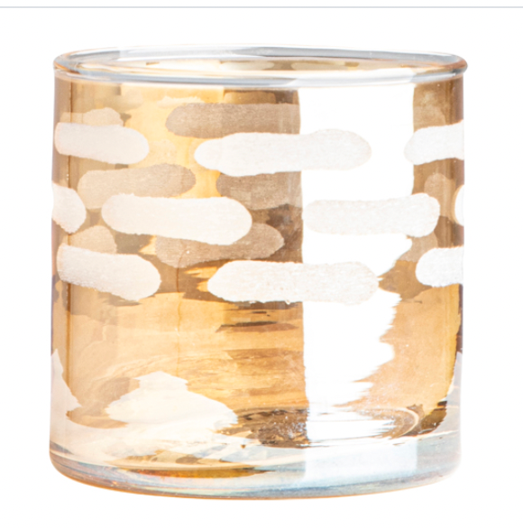 Gold glass tea light holder