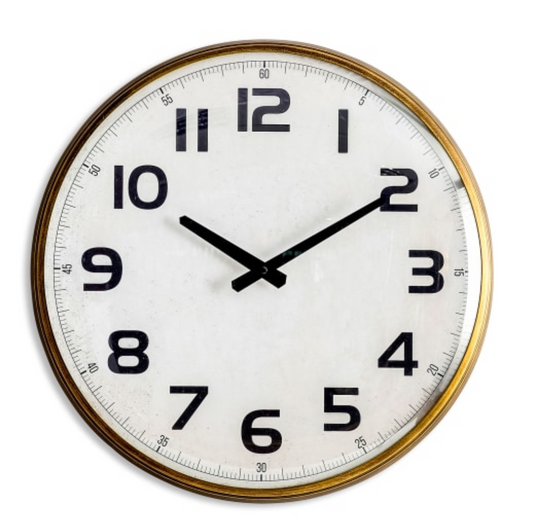 VINTAGE STATION WALL CLOCK WITH CONVEX GLASS