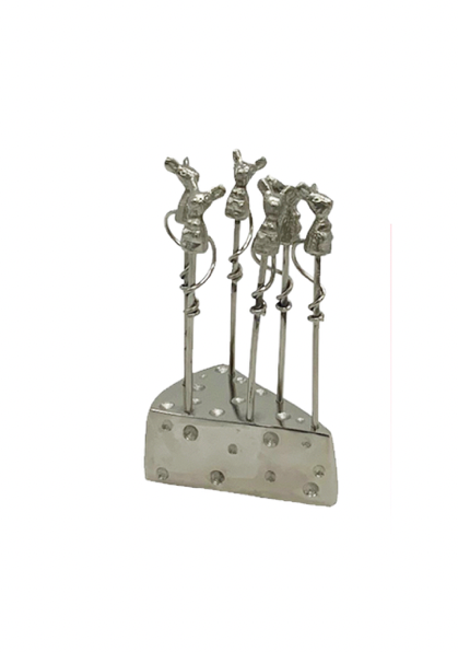 Mouse Cocktail Picks Set/6 With Slice Stand