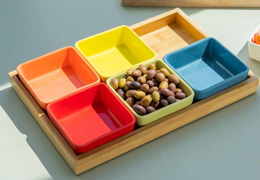 Bowl Set with wooden Tray